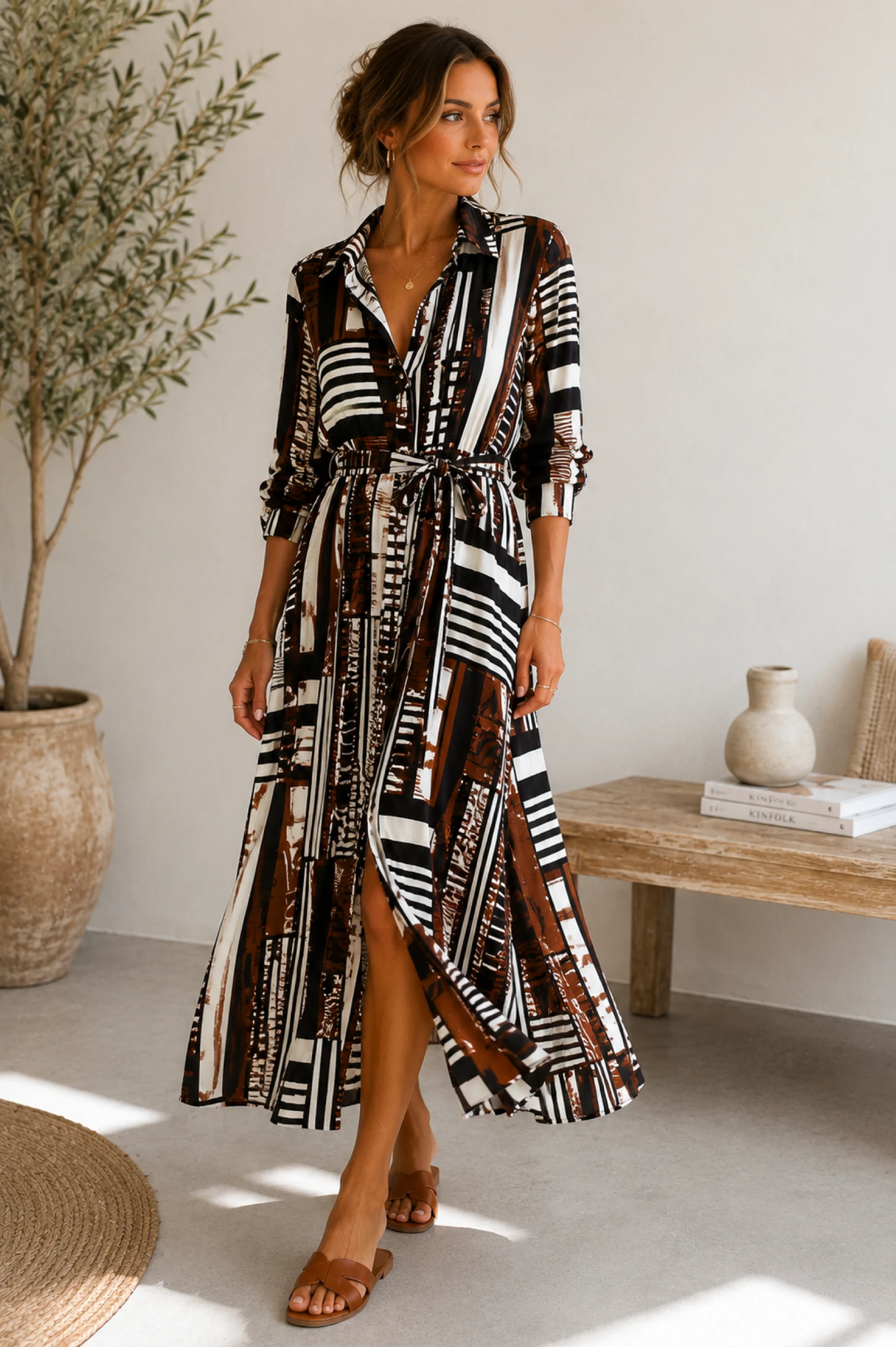 Next overslagjurk met grafische print maat 42